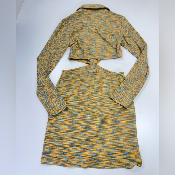 Mable Sunshine Season Cutout Dress Long Sleeve Button Front Mini Size Medium - Picture 4 of 15